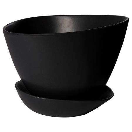 Горшок цветочный с поддоном БИГАРРО, черный д/дома/улицы, черный (32 см)