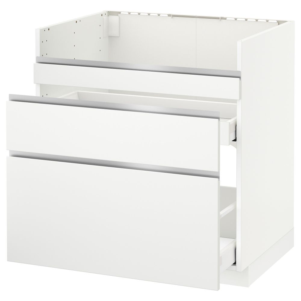 Напольный шкаф под мойку ДУМШЁ, 3 фасада, 2 ящика МЕТОД / МАКСИМЕРА, белый, Нодста белый - схема-чертеж с размерами