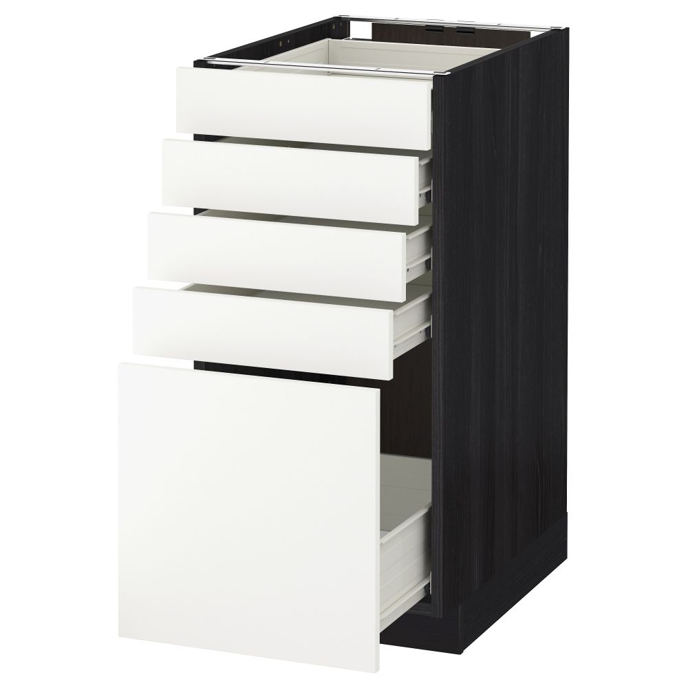 Напольный шкаф с 5 ящиками МЕТОД / ФОРВАРА, черный, Хэггеби белый - схема-чертеж с размерами
