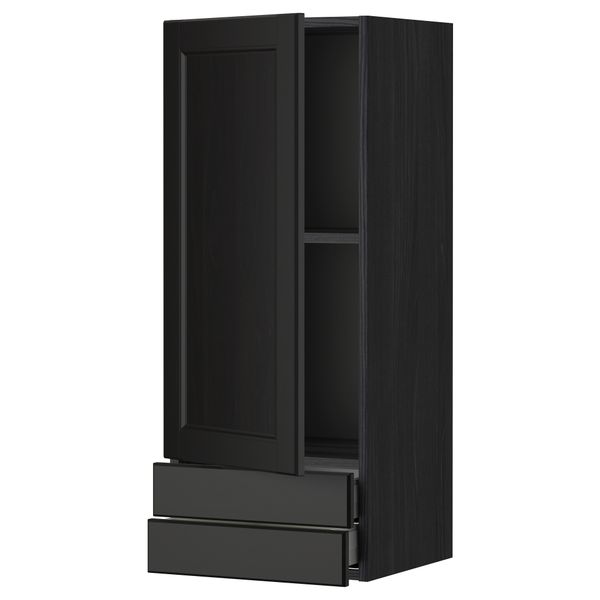 Навесной шкаф с дверцей, 2 ящика МЕТОД / МАКСИМЕРА, черный, Лаксарби черно-коричневый - фото 1