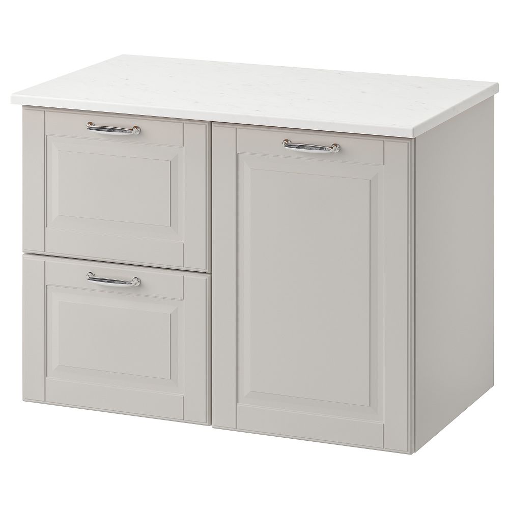 Шкаф под раковину с 3 ящиками ГОДМОРГОН / ТОЛКЕН, Кашён светло-серый, под мрамор (82x49x60 см) - фото 1