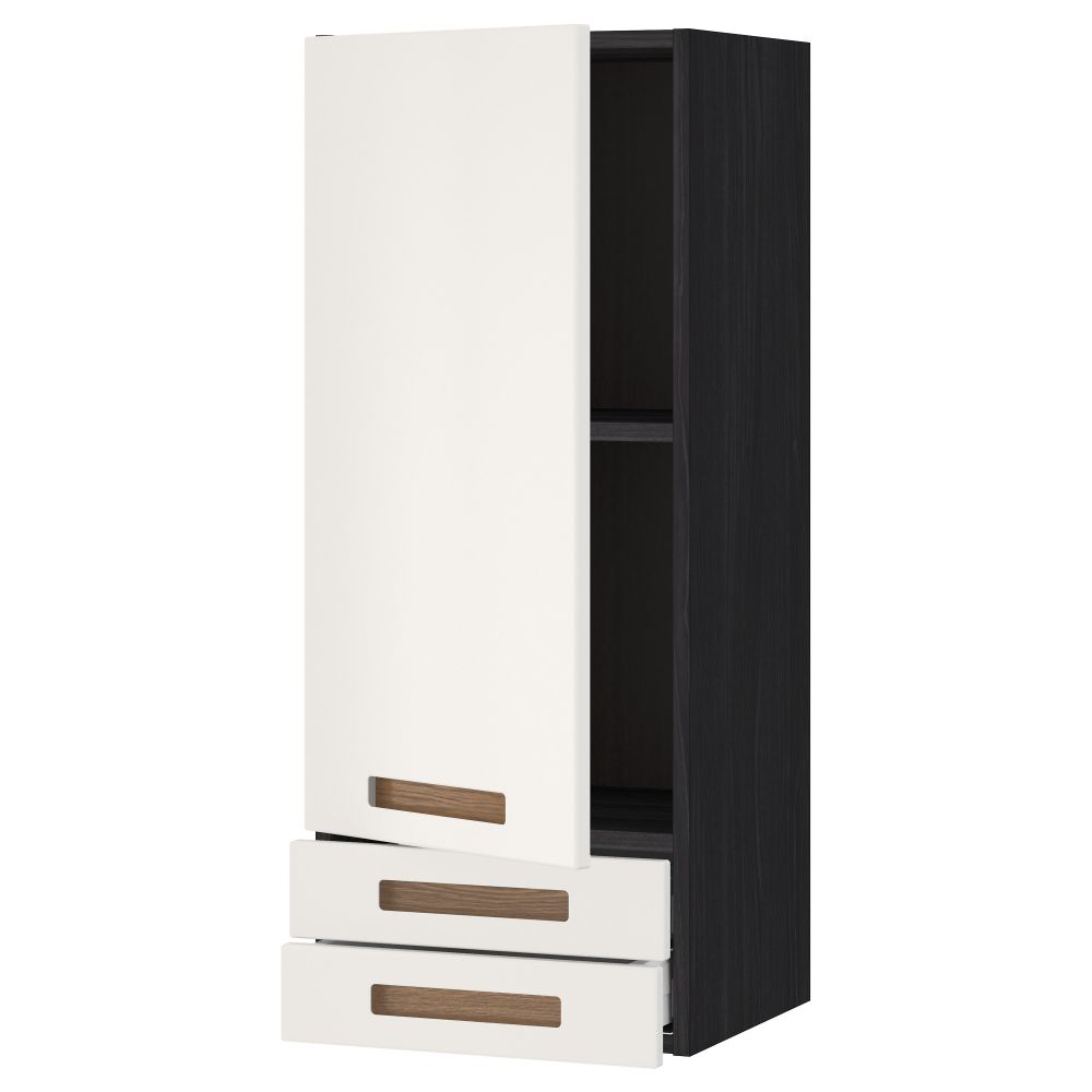 Навесной шкаф с дверцей, 2 ящика МЕТОД / МАКСИМЕРА, черный, Мэрста белый - схема-чертеж с размерами