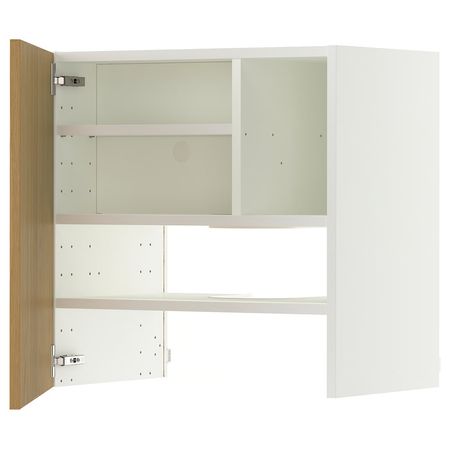 METOD Навесной шкаф д/вытяжки/полка/дверь - белый/Sinarp дубовый шпон 60x60 см