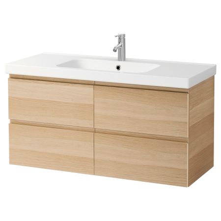 Шкаф для раковины с 4 ящик, 123x49x64 cm IKEA ODENSVIK ОДЕНСВИК, GODMORGON ГОДМОРГОН 192.931.21