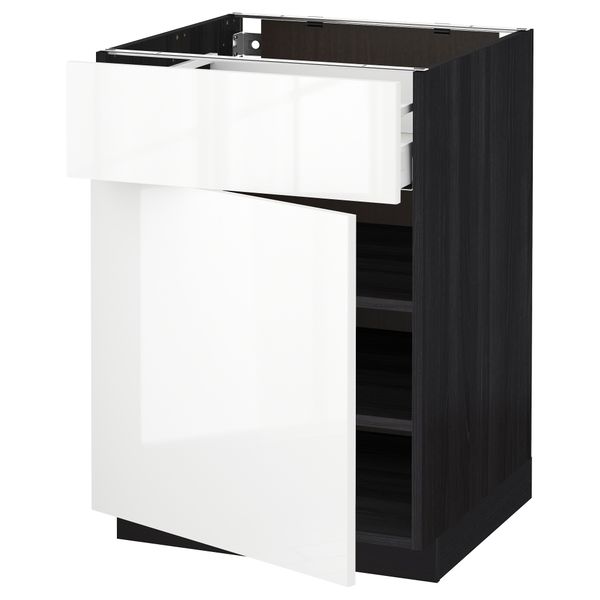 Напольный шкаф с ящиком, дверью МЕТОД / МАКСИМЕРА, черный, Рингульт белый - схема-чертеж с размерами
