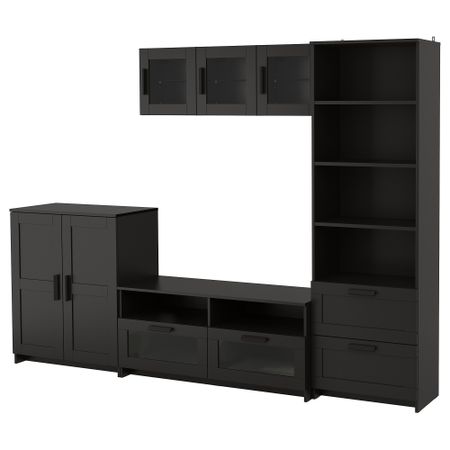 Шкаф для ТВ, комбинация БРИМНЭС, черный (260x41x190 см)