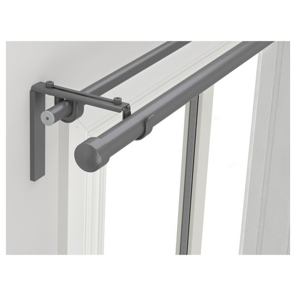 Двойной гардинный карниз/комбинация РЭККА / ХУГАД, серебристый (210-385 см) - фото 1