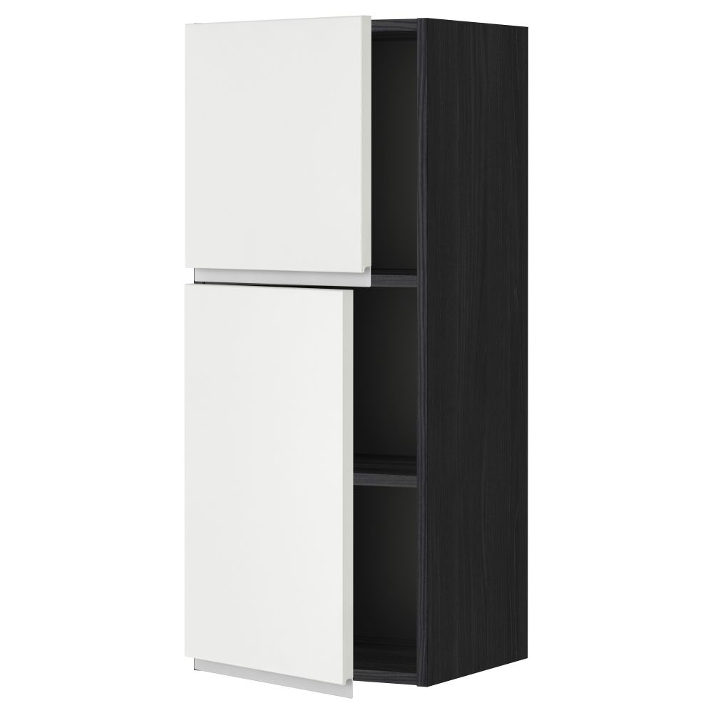 Навесной шкаф с полками, 2 дверцы МЕТОД, черный, Нодста белый - схема-чертеж с размерами