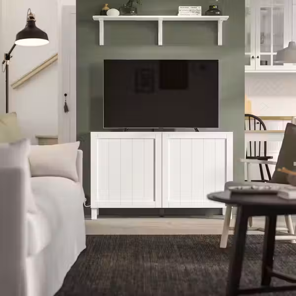 BESTÅ Комбинация для хранения с дверцами - пипмакаре белый/Stubbarp белый 120x42x74 см - схема-чертеж с размерами