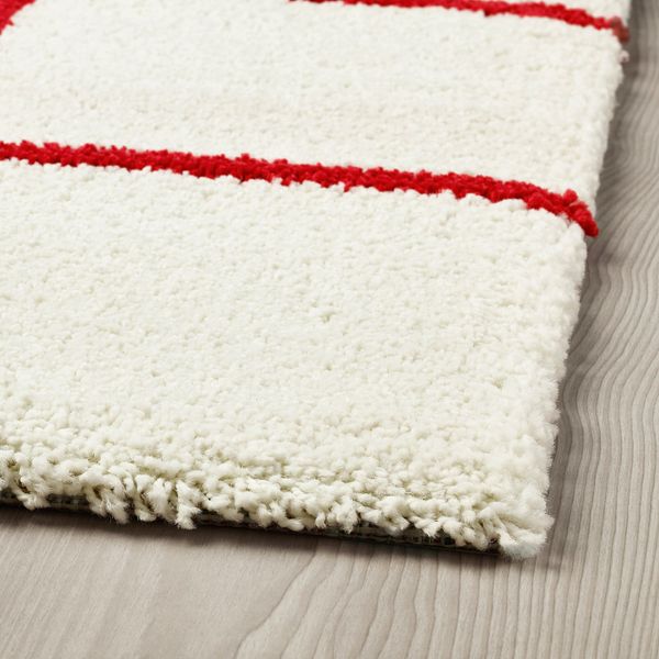 Ковер, длинный ворс, белый, красный 200x200 см IKEA SIMESTED СИМЕСТЕД 004.351.92 - фото 2