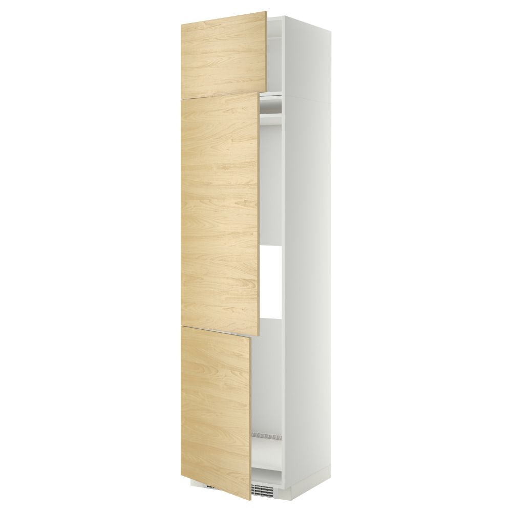 Высокий шкаф для холодильника или морозильника, с 3 дверями МЕТОД, белый, Тингсрид береза - схема-чертеж с размерами