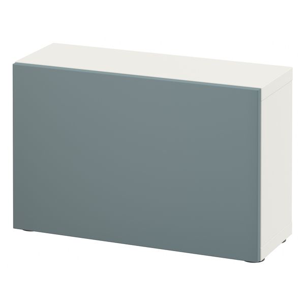 Стеллаж с дверью БЕСТО, белый, Вальвикен серо-бирюзовый (60x20x38 см) - схема-чертеж с размерами