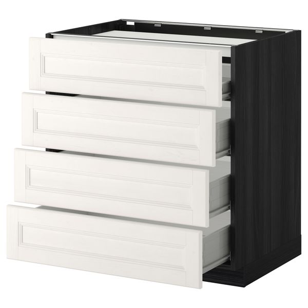 Напольный шкаф, 4 фронтальных панели, 4 ящика МЕТОД / ФОРВАРА, черный, Лаксарби белый - схема-чертеж с размерами