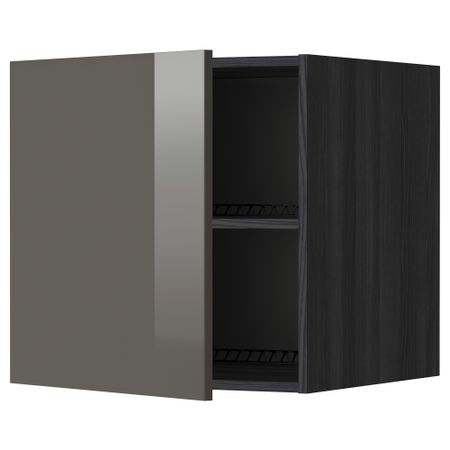 Верхний шкаф на холодильник, морозильник МЕТОД, черный, Рингульт серый