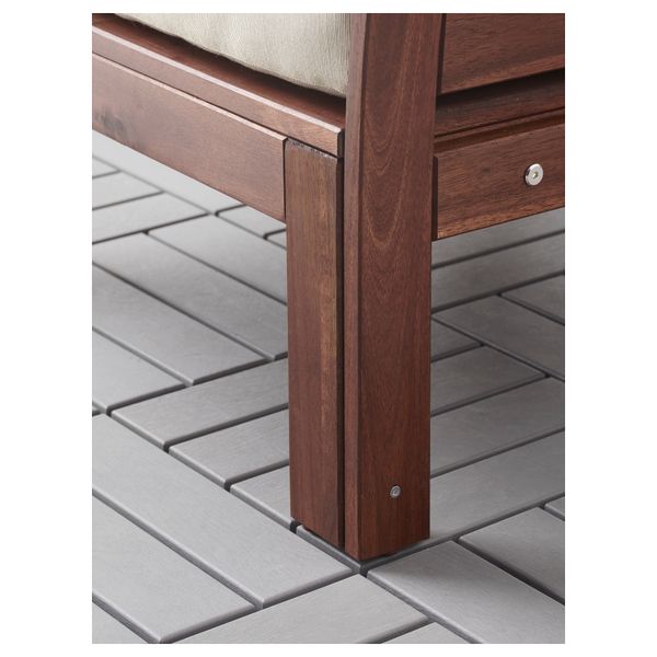 3-местный диван + табурет для ног, садовый ЭПЛАРО, коричневая морилка, бежевый Холло бежевый (143/223x80x73 см) - фото 3