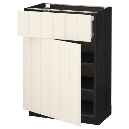 Напольный шкаф с ящиком, дверью МЕТОД / ФОРВАРА, черный, Хитарп белый с оттенком