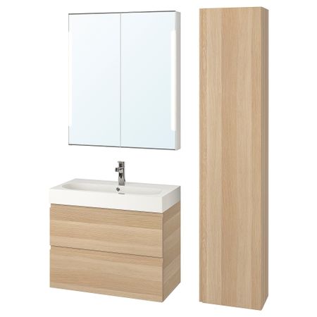 Комплект мебели для ванной, 5 предмета, 80 cm IKEA BRÅVIKEN БРОВИКЕН, GODMORGON ГОДМОРГОН 493.044.96