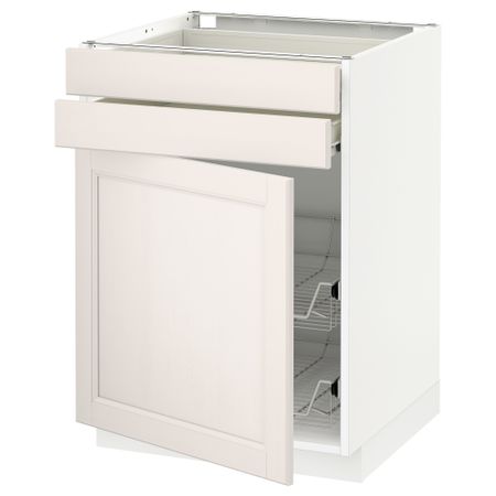 Напольный шкаф, дверца, 2 ящика, проволочных корзин МЕТОД / ФОРВАРА, белый, Лаксарби белый