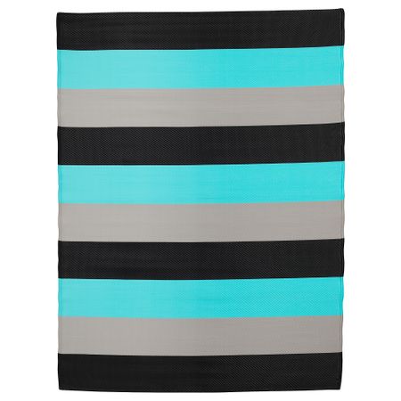 Ковер безворсовый, для дома/улицы СОММАР 2018, в полоску, бирюзовый (180x240 см)