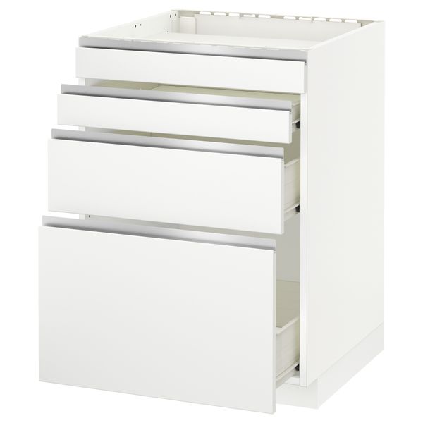 Напольный шкаф для духовки, 4фасада, 3 ящика МЕТОД / ФОРВАРА, белый, Нодста белый - схема-чертеж с размерами