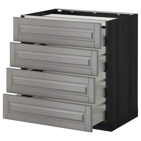 Напольный шкаф, 4 фронтальных панели, 4 ящика МЕТОД / МАКСИМЕРА, черный, Будбин серый - фото 1