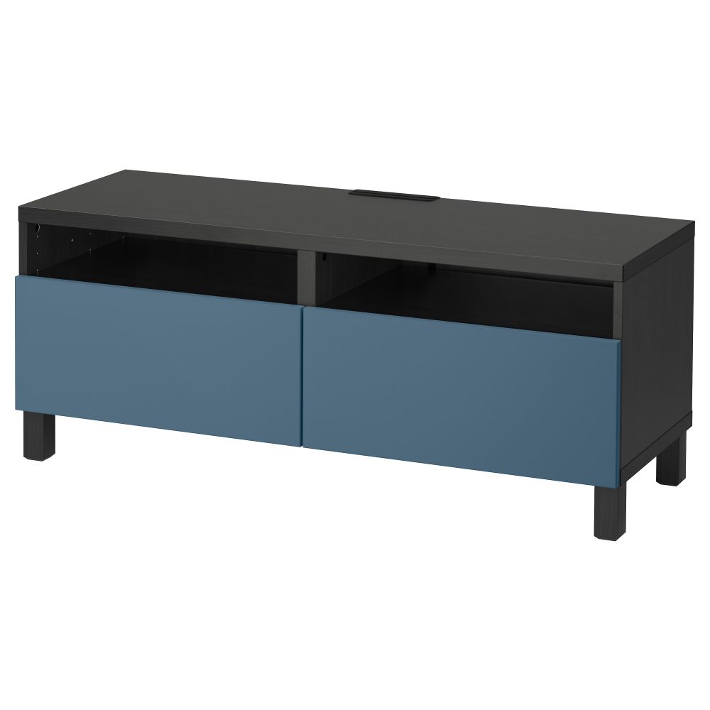 Тумба для ТВ с ящиками БЕСТО, черно-коричневый, Вальвикен темно-синий - фото 1