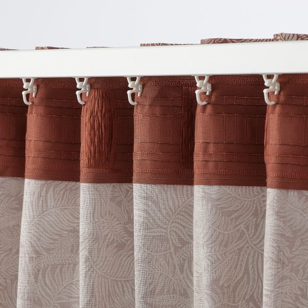 Гардины, 2 шт., темный коричнево-красный/орнамент «листья» 145x300 см IKEA HAKVINGE ХАКВИНГЕ 604.806.57 - фото 2