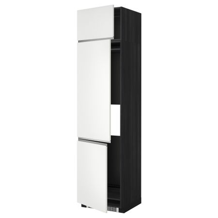 Высокий шкаф для холодильника или морозильника, с 3 дверями МЕТОД, черный, Нодста белый