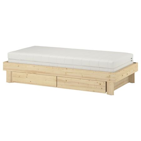 GLAMBERGET Раздвижная кровать с 2 матрасами - сосна/Åfjäll жесткий 80x200 см
