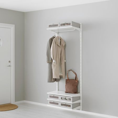 Настенная шина, полки/штанга, белый 66x41x197 см IKEA АЛЬГОТ 392.304.15