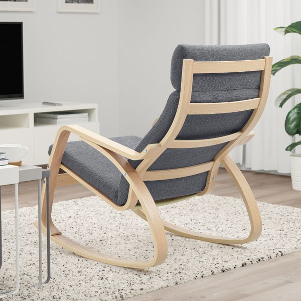 Кресло-качалка, дубовый шпон, беленый/Хили темно-серый IKEA POÄNG ПОЭНГ 393.194.17 - фото 3