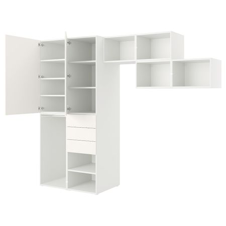 Гардероб 2-дверный + 3 ящика, белый/ФОННЕС белый 300x57x241 см IKEA OPPHUS ОПХУС 494.253.56