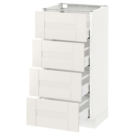 Напольный шкаф 4 фронтальных панели, 4 ящика МЕТОД / МАКСИМЕРА, белый, Сэведаль белый