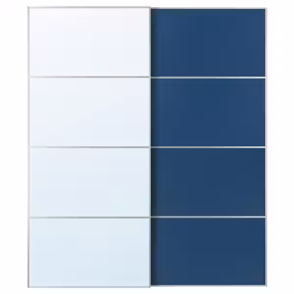 AULI / MEHAMN Пара раздвижных дверей - алюминий зеркальное стекло/двусторонний синий 200x236 см - фото 1