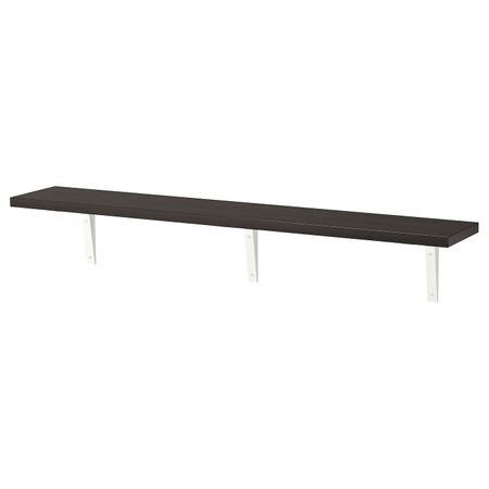 Полка навесная, коричнево-чёрный, белый, 120x20 см IKEA БЕРГСХУЛЬТ / ЭКБИ СТЁДИС 692.906.34