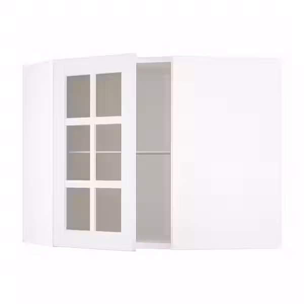 METOD Углов навесн шкаф с полками/сткл дв - фото 1