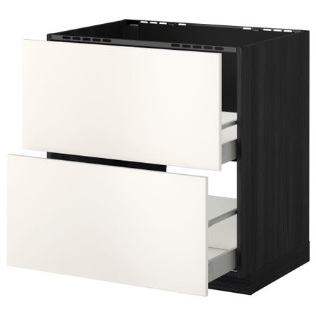 Напольный шкаф под мойку + 2 фронтальных панели, 2 ящика МЕТОД / МАКСИМЕРА, черный, Веддинге белый