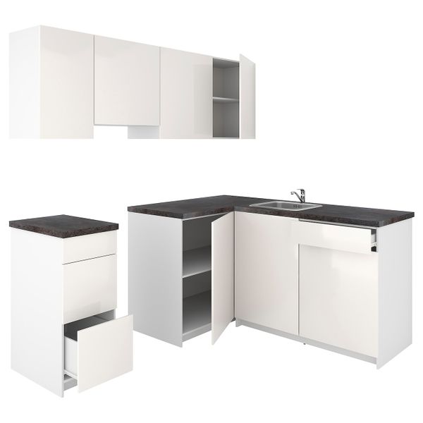 Кухня, глянцевый белый 220x180x220 см IKEA KNOXHULT КНОКСХУЛЬТ 294.046.04 - фото 1
