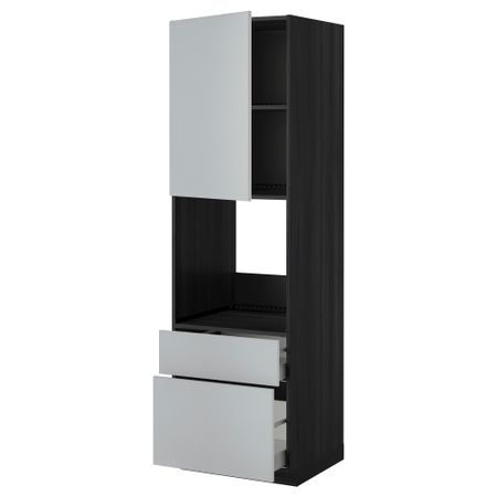 Высокий шкаф для духовки + дверь, 2 ящика МЕТОД / МАКСИМЕРА, черный, Веддинге серый