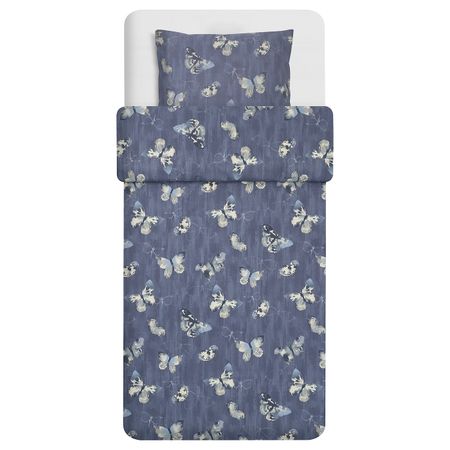 Пододеяльник и 1 наволочка, темно-синий/бабочка 150x200/50x70 см IKEA BERGKÅREL БЕРГКОРЕЛЬ 904.606.91