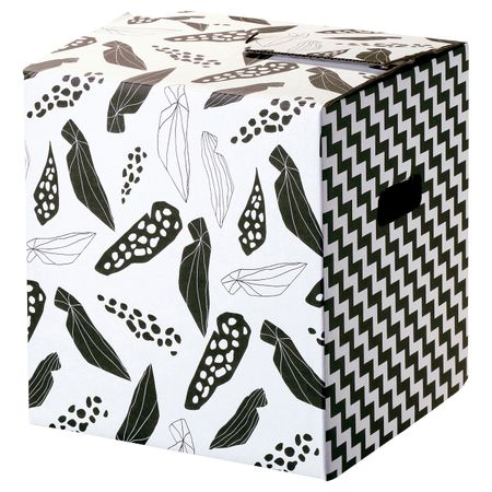 Упаковочная коробка, белый/черный, 33x33x35 см IKEA ОМБЮТЕ 904.466.62