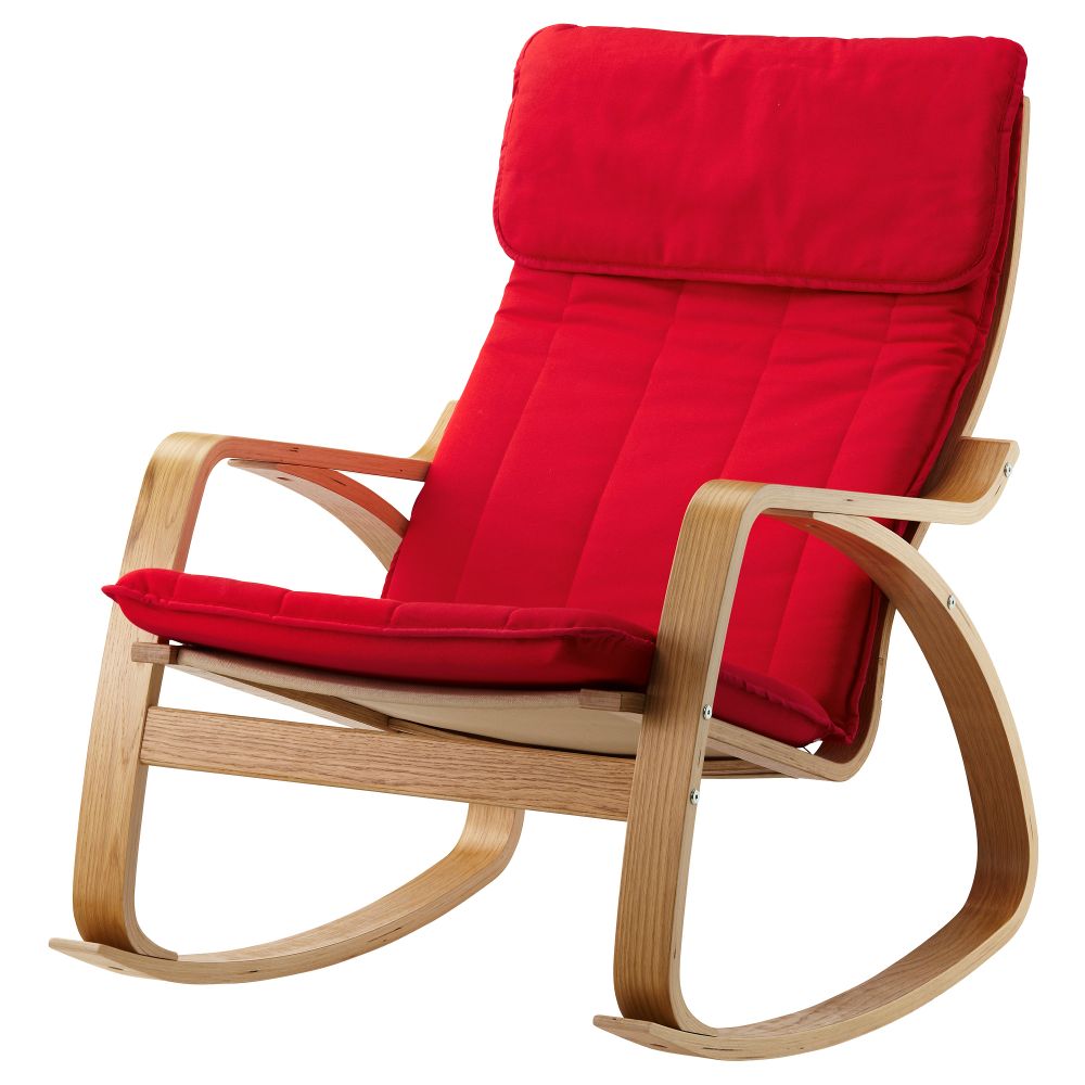 Кресло-качалка ПОЭНГ, дубовый шпон, Ранста красный - фото 1