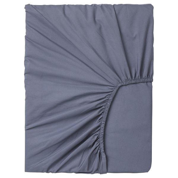 Натяжная простыня для тонкого матраса, сине-серый 160x200 см IKEA СЁМНТУТА 304.126.55 - фото 1