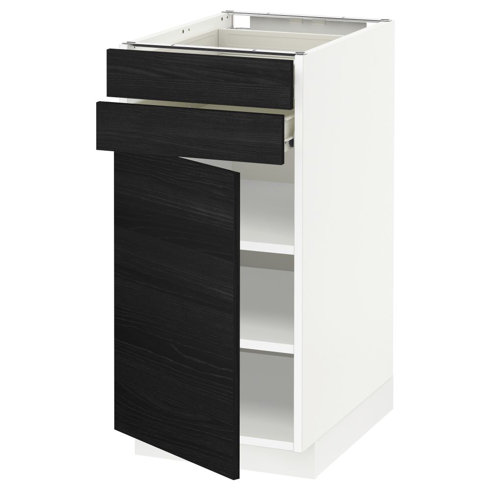 Напольный шкаф с дверцей, 2 ящиками МЕТОД / ФОРВАРА, белый, Тингсрид черный - схема-чертеж с размерами