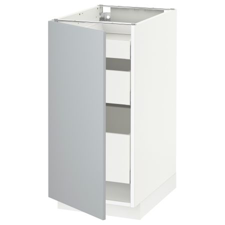 Напольный шкаф с 1 дверцей, 3 ящика МЕТОД / МАКСИМЕРА, белый, Веддинге серый