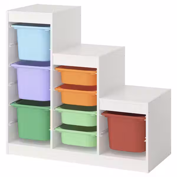TROFAST Комбинация д/хранения+контейнеры - белый/разноцветный 99x44x94 см - фото 1