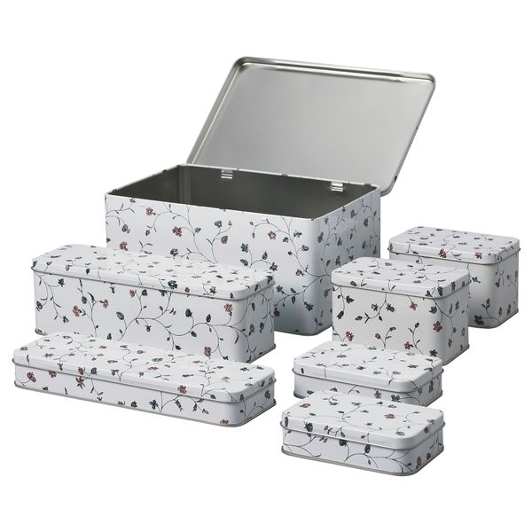 Набор банок, 7 штук ФЛАТЭН, цветы - схема-чертеж с размерами