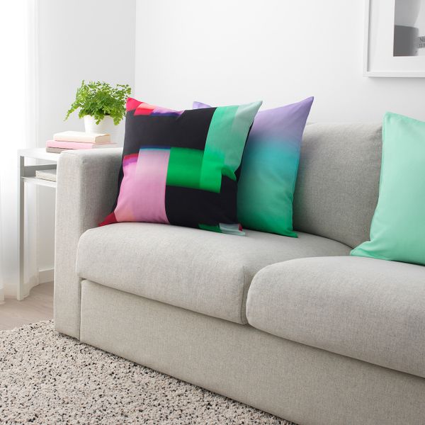 Чехол на подушку, черный, разноцветный, 50x50 см IKEA КЛОККРЭНКА 604.438.39 - фото 3