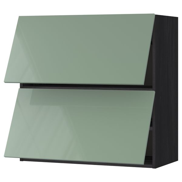 Навесной шкаф, 2 дверцы, горизонтальный МЕТОД, черный, Калларп светло-зеленый - схема-чертеж с размерами