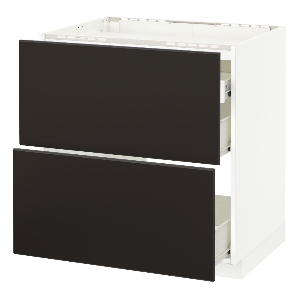 Напольный шкаф, 2 фронтальных панели, 3 ящика МЕТОД / ФОРВАРА, белый, Кунгсбакка антрацит - схема-чертеж с размерами